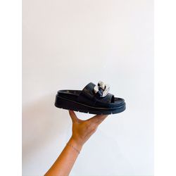 Flat Ivy PRETO/PRATA - 0008300093 - Morena Brasil Shoes