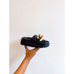 Flat Ivy PRETO/DOURADO - 0008300094 - Morena Brasil Shoes