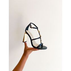Sandalia Hellen PRETO/DOURADO - 0008310094 - Morena Brasil Shoes