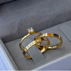 Combo + Trio de Alianças de Casamento Boston 2mm -... - Abadia Joias 
