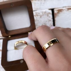Alianças de Ouro 18k Chanfrada Anápolis 6mm - 413 - Abadia Joias 