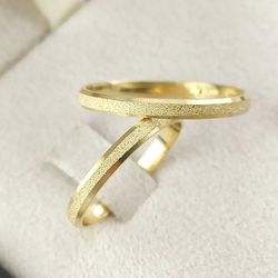 Alianças Ouro Casamento Noivado Fina Chanfrada Fos... - Abadia Joias 