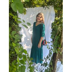 Vestido risca de giz petróleo - 012 - Meod Brand