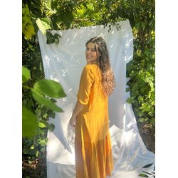 vestido risca de giz mostarda - 011 - Meod Brand