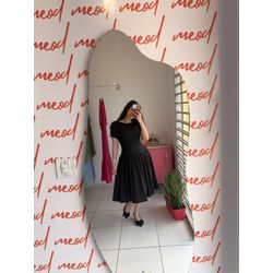 vestido malha canelada preto - 045 - Meod Brand