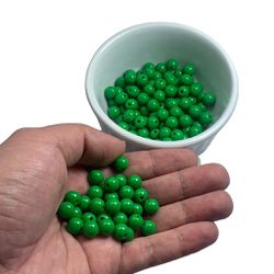 Miçanga Bolinha Leitosa Verde Bandeira Abs 8mm 30g... - MERART
