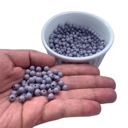 Miçanga Bolinha Leitosa Cinza Abs 6mm 30g - 285 Un... - MERART