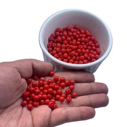Miçanga Bolinha Leitosa Vermelho Abs 6mm 30g - 285... - MERART