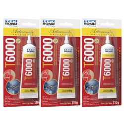 Kit 3 Cola T6000 Permanente Tek Bond 110gr P/ Arte... - MERART