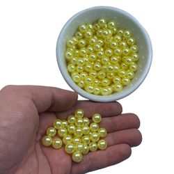 Perolas Abs Com Furo 8mm Amarelo Claro Artesanato ... - MERART