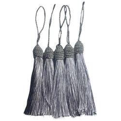 Kit 5 Pingente Tassel 9cm Cinza Com Detalhe em Dou... - MERART