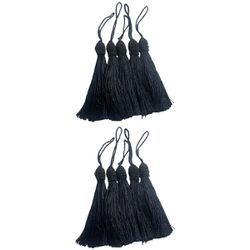 Kit 10 Pingente Tassel 9cm Preto Com Detalhe em Do... - MERART