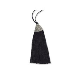 Pingente Tassel 9cm Preto C/ Detalhe Metal Níquel ... - MERART