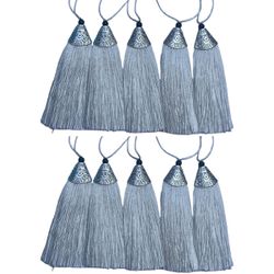 Kit 10 Pingente Tassel 9cm Branco C/ Detalhe Metal... - MERART
