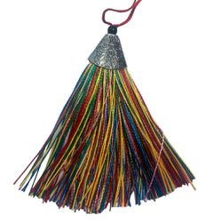 Pingente Tassel 9cm Colorido C/ Detalhe Metal Níqu... - MERART