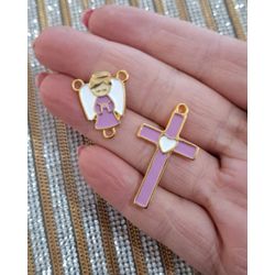 KIT ENTREMEIO E CRUZ INFANTIL OURO ML6075 . - 0007... - Metal Light