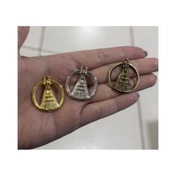 PINGENTE REDONDO VAZADO COM NOSSA SENHORA ML6078 .... - Metal Light