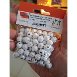 MIÇANGA LEITOSA COM CRUZ PRATA 10MM 50G 201 . - 00... - Metal Light