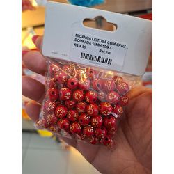 MIÇANGA LEITOSA COM CRUZ DOURADA 10MM 50G 200 . - ... - Metal Light