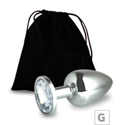 Plug de Metal G Cromado Com Strass 8cm SI (5847) -... - Pimenta Sexy Shop e Lingerie Sensual