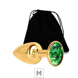 Plug de Metal M Dourado Com Strass SI (7053) - Ped... - Pimenta Sexy Shop e Lingerie Sensual
