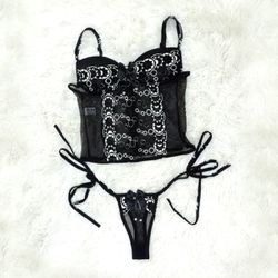 *Corselet Sedução (DM257) - Preto C/ Branco -... - Pimenta Sexy Shop e Lingerie Sensual