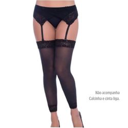 Meia Fina 7/8 Com Renda - (GS102) - Preta - 40494 - Pimenta Sexy Shop e Lingerie Sensual