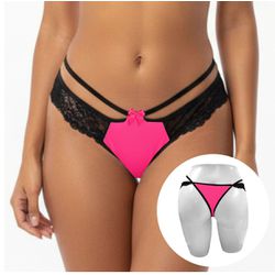 *Calcinha Com Duas Alça (LS5020) - Rosa c/ preto -... - Pimenta Sexy Shop e Lingerie Sensual