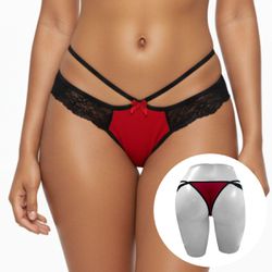 *Calcinha Com Duas Alça (LS5020) - Vermelho c/ Pre... - Pimenta Sexy Shop e Lingerie Sensual