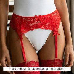 Cinta Liga Rendada -(LU1600) - Vermelho - 40404 - Pimenta Sexy Shop e Lingerie Sensual