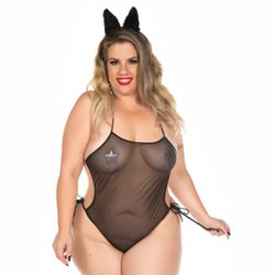 Fantasia Mini Loba II Plus Size (PS2076) - Preto... - Pimenta Sexy Shop e Lingerie Sensual