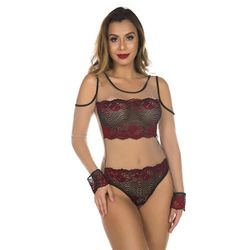 *Body Mistérios (PS8315) - Preto C/ Rosa - 24275 - Pimenta Sexy Shop e Lingerie Sensual