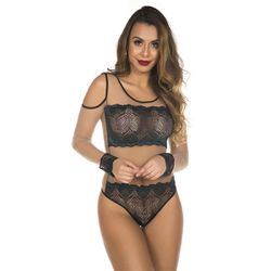 *Body Mistérios (PS8315) - Preto C/ Verde - 24288 - Pimenta Sexy Shop e Lingerie Sensual
