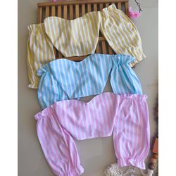 Cropped listrado - Mini Bella Kids