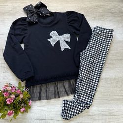 Conjunto laço Xadrez - Mini Bella Kids