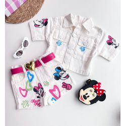 Conjunto Minnie Colete e shorts - Mini Bella Kids