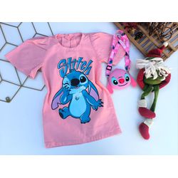 Vestido Stitch Rosa - Mini Bella Kids