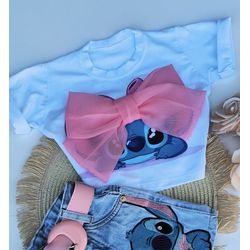 T shirts Laço Stitch - Mini Bella Kids