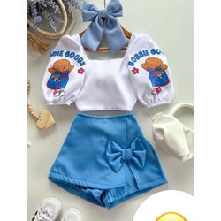 Conjunto Shorts e Blusa Bobbie G - Mini Bella Kids