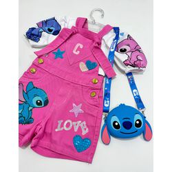 Macacão Stitch Pink Personalizado - Mini Bella Kids