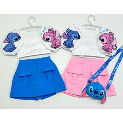 Conjunto Stitch Shorts Saia - Mini Bella Kids