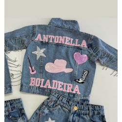 Jaqueta Boiadeira Personalizada com strass e nome - Mini Bella Kids