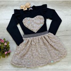 Conjunto Nude coração - Mini Bella Kids