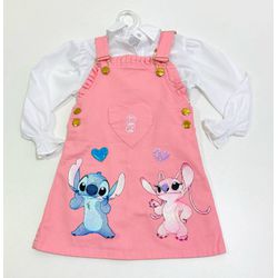 Salopete Personalizado Stitch e Angel - Mini Bella Kids