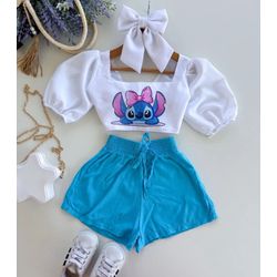 Conjunto Stitch laço - Mini Bella Kids