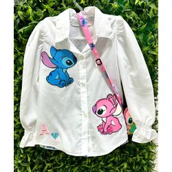 Camisa Stitch e angel - Mini Bella Kids