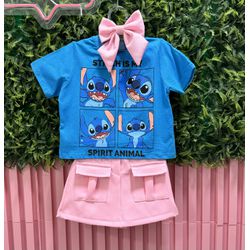 Conjunto Stitch Blue - Mini Bella Kids