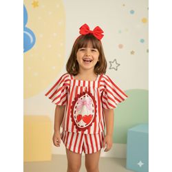 Conjunto Cereja Listrado - Mini Bella Kids