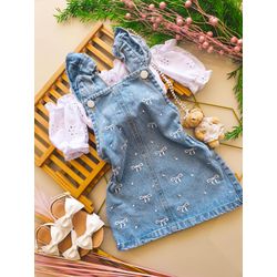 Salopete jeans laço - Mini Bella Kids
