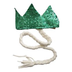 Coroa Com Trança Verde Brilho e Off White - Minibossa